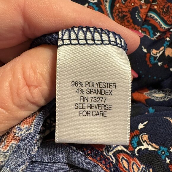 DANA BUCHMAN SPRING/SUMMER/OFFICE  NAVY  PRINT TOP   XLARGE  #G - Picture 7 of 9